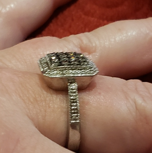 Sterling Silver ~ Chocolate & Clear Diamonds Ring - Picture 8 of 8